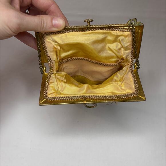 Antique 1900s French Micro-Steel Seed Bead Purse Gold Toned Metal Frame AS IS - Picture 7 of 14